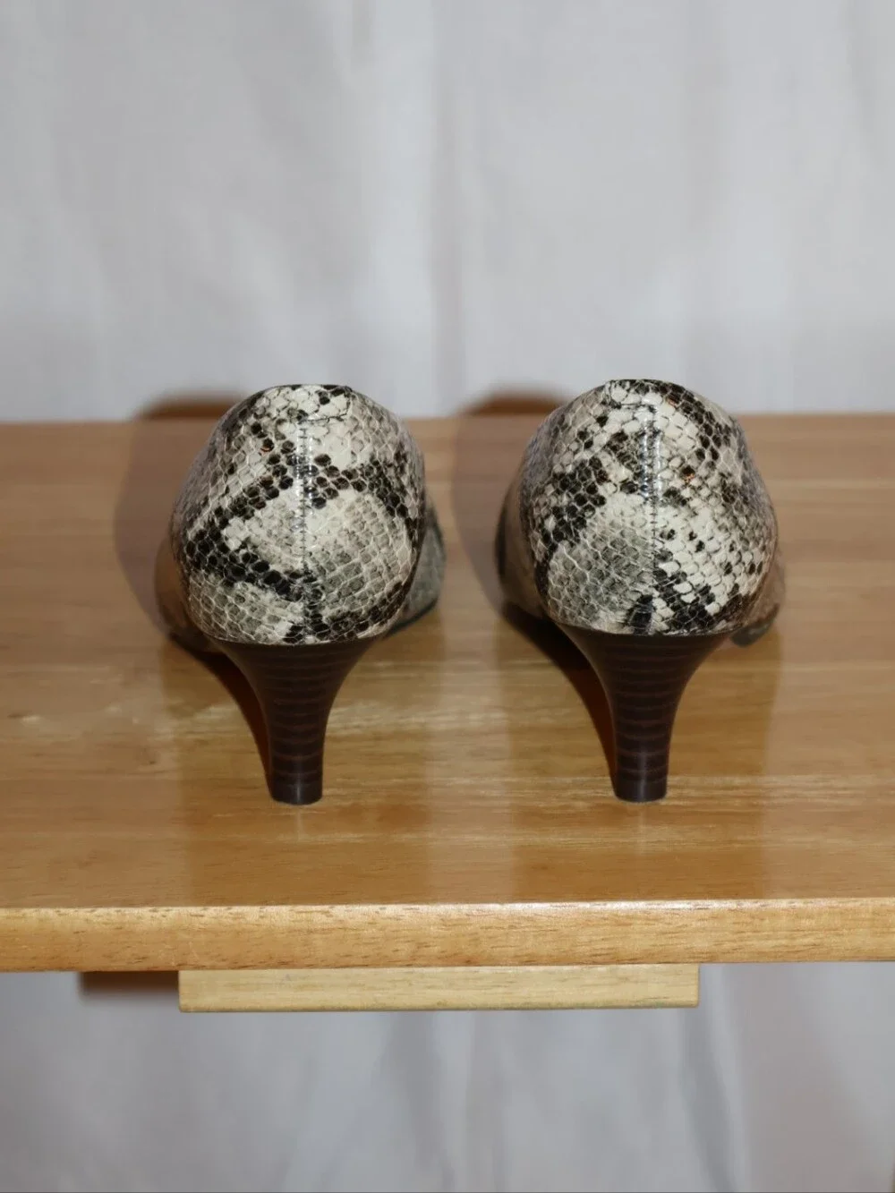 Clarks Linvale Jerica Pumps In Taupe Snake Leather.
